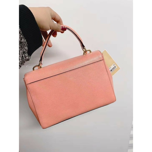 MICHAEL KORS AVA Small Top Handle Satchel Peach Saffiano Leather NWT $268 - Picture 10 of 12